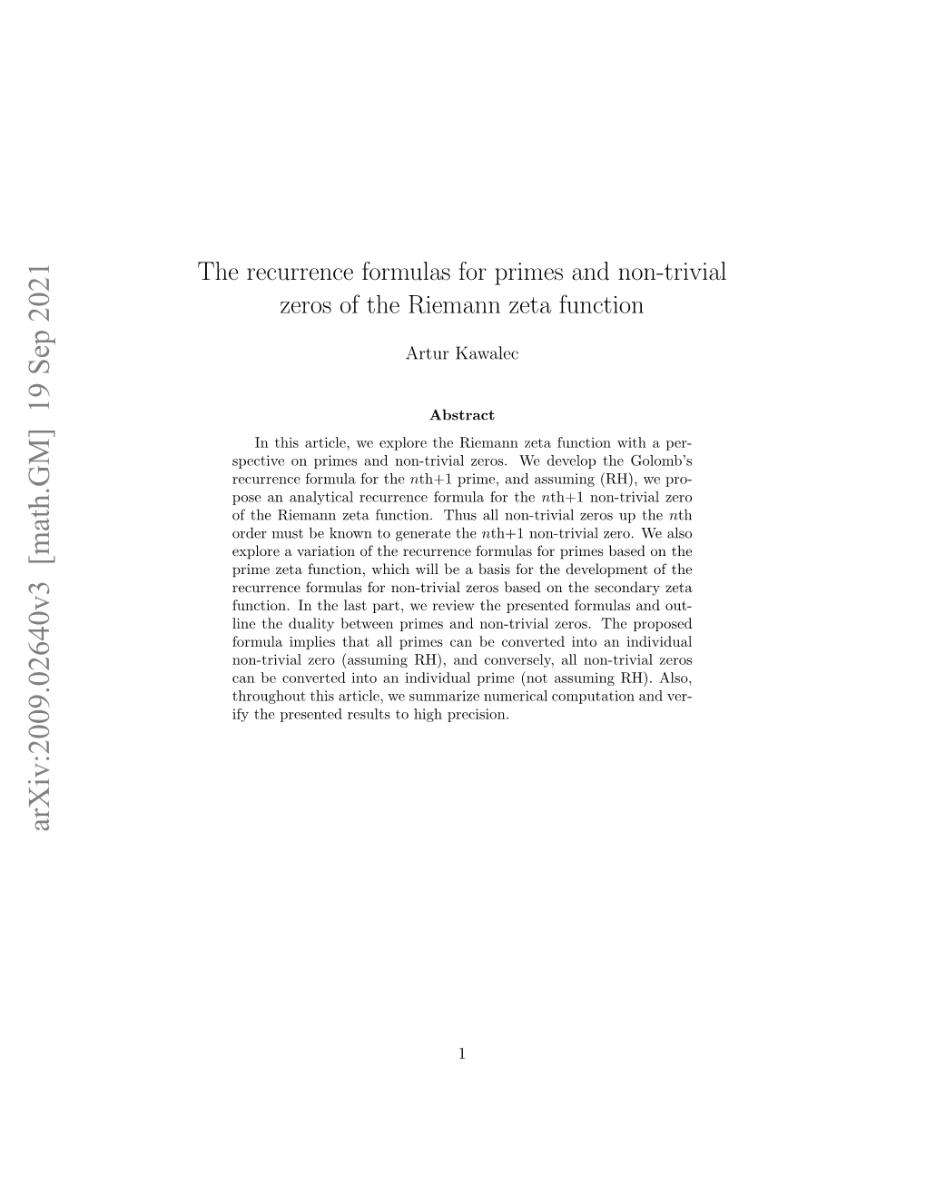 Arxiv:2009.02640V2 [Math.GM] 23 Sep 2020