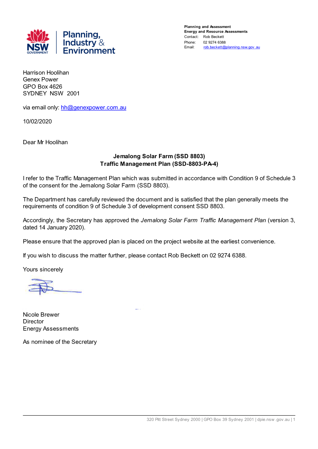 To View the Approved Jemalong Solar Farm Traffic Management Plan