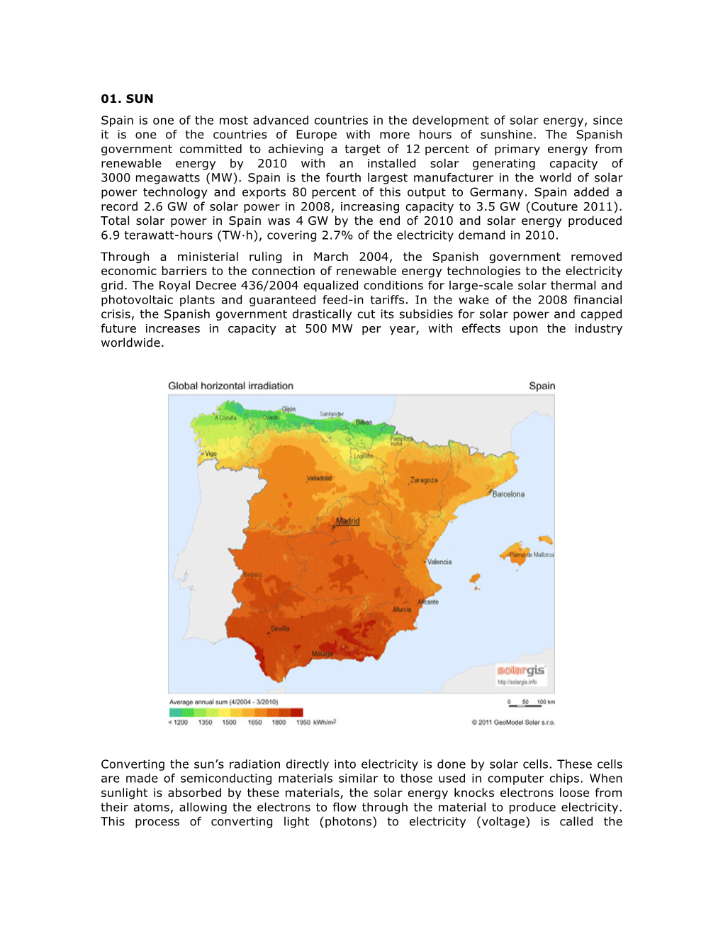 01. SUN Spain Is One of the Most Advanced Countries in the Development of Solar Energy, Since It Is One of the Countries of Europe with More Hours of Sunshine