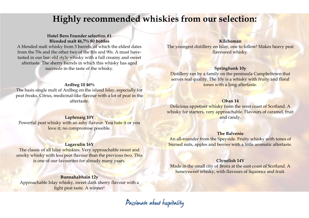 Highly Recommended Whiskies from Our Selection