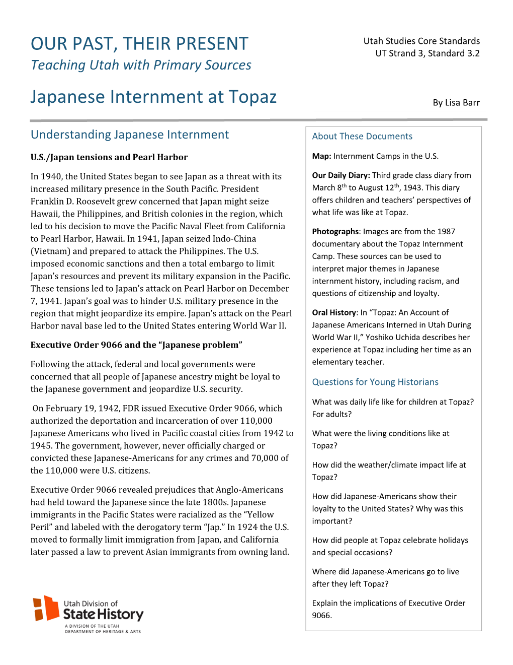 Japanese Internment at Topaz by Lisa Barr