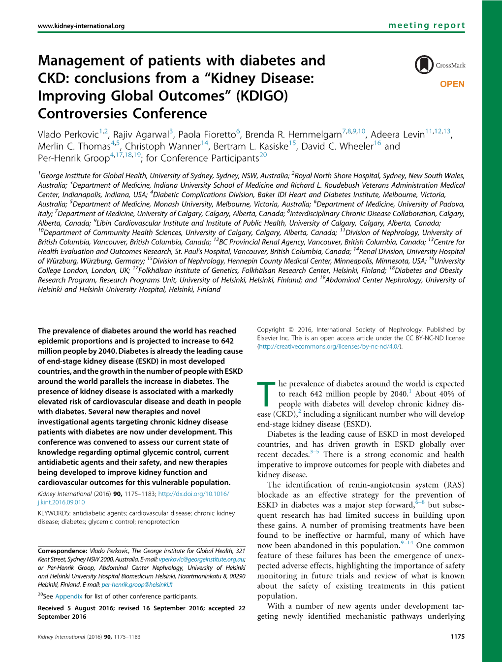 Management of Patients with Diabetes and CKD:&Nbsp