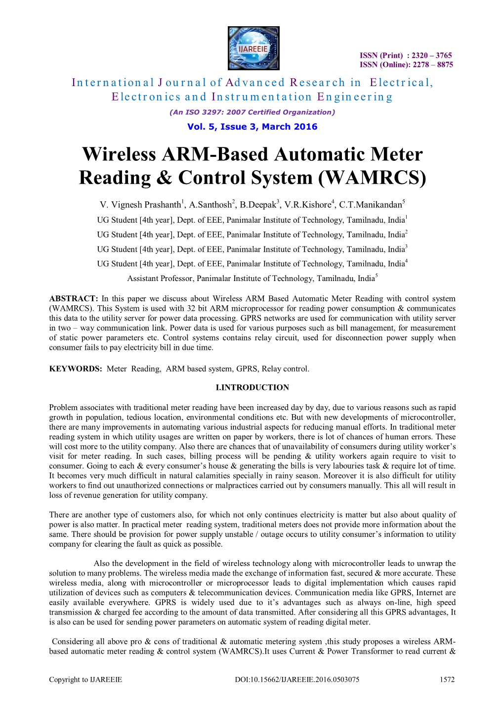 Wireless ARM-Based Automatic Meter Reading & Control System