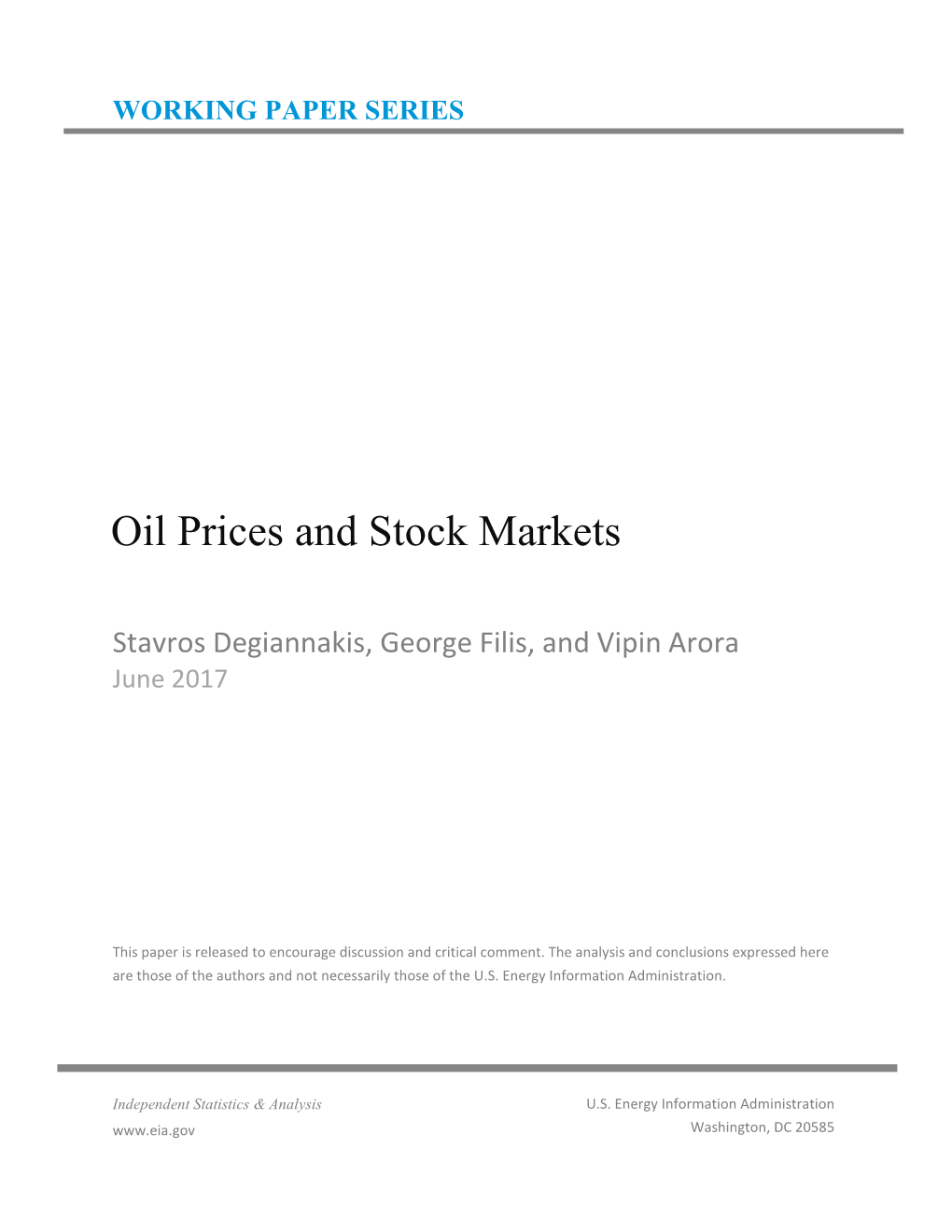 Oil Prices and Stock Markets