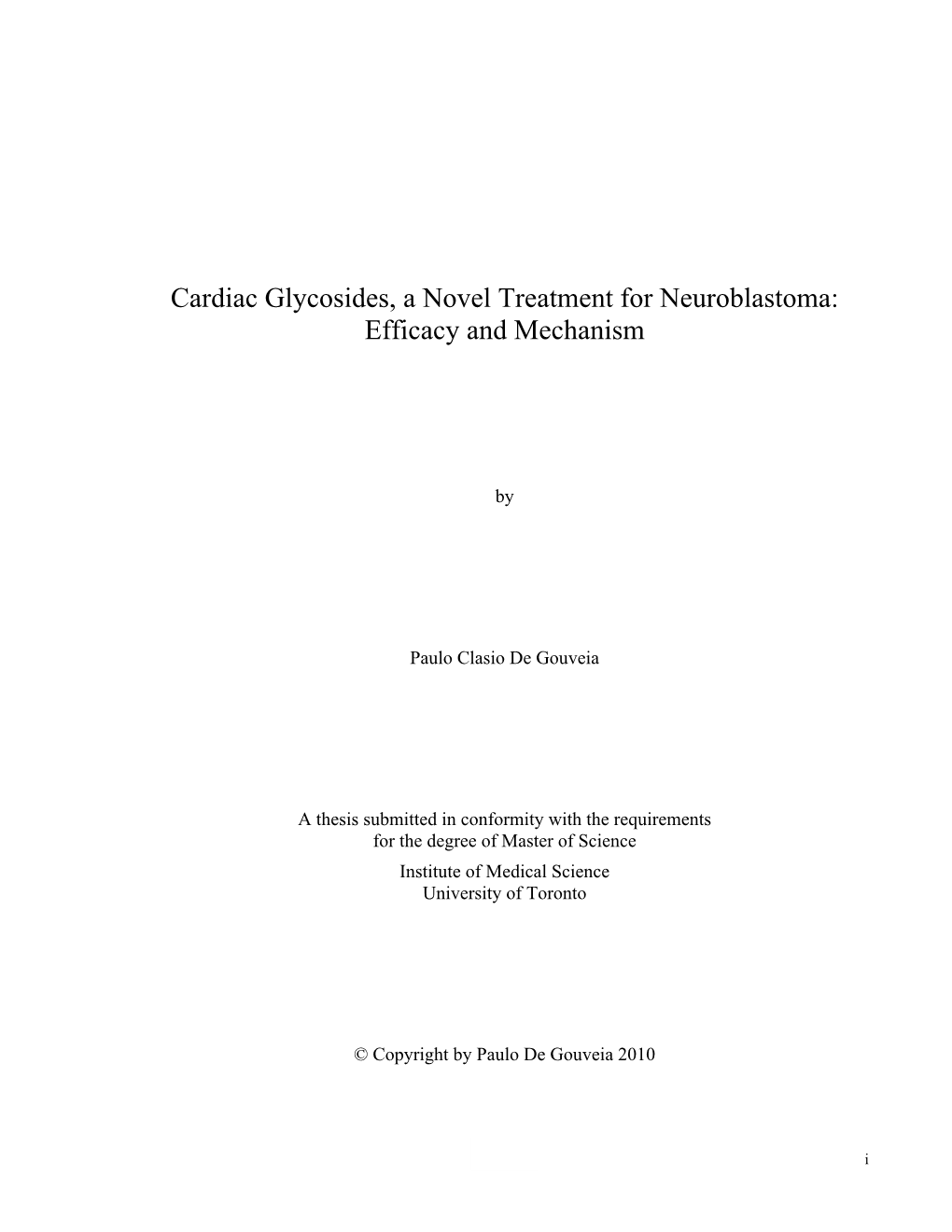 Cardiac Glycosides, a Novel Treatment for Neuroblastoma: Efficacy and Mechanism