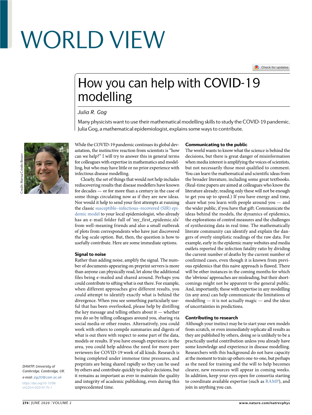 How You Can Help with COVID-19 Modelling