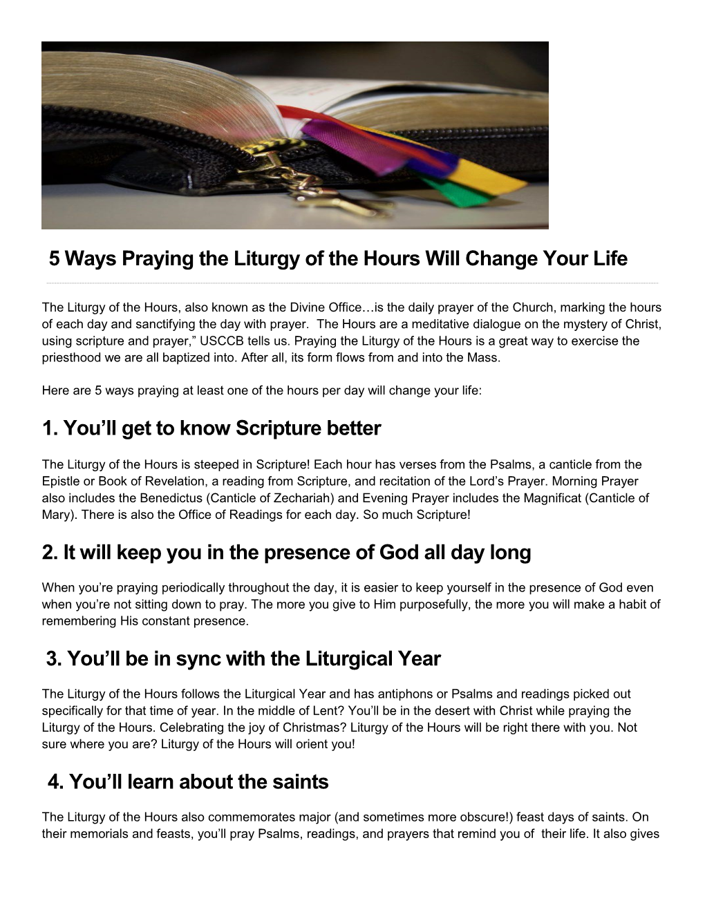5 Ways to Pray the Liturgy of the Hours