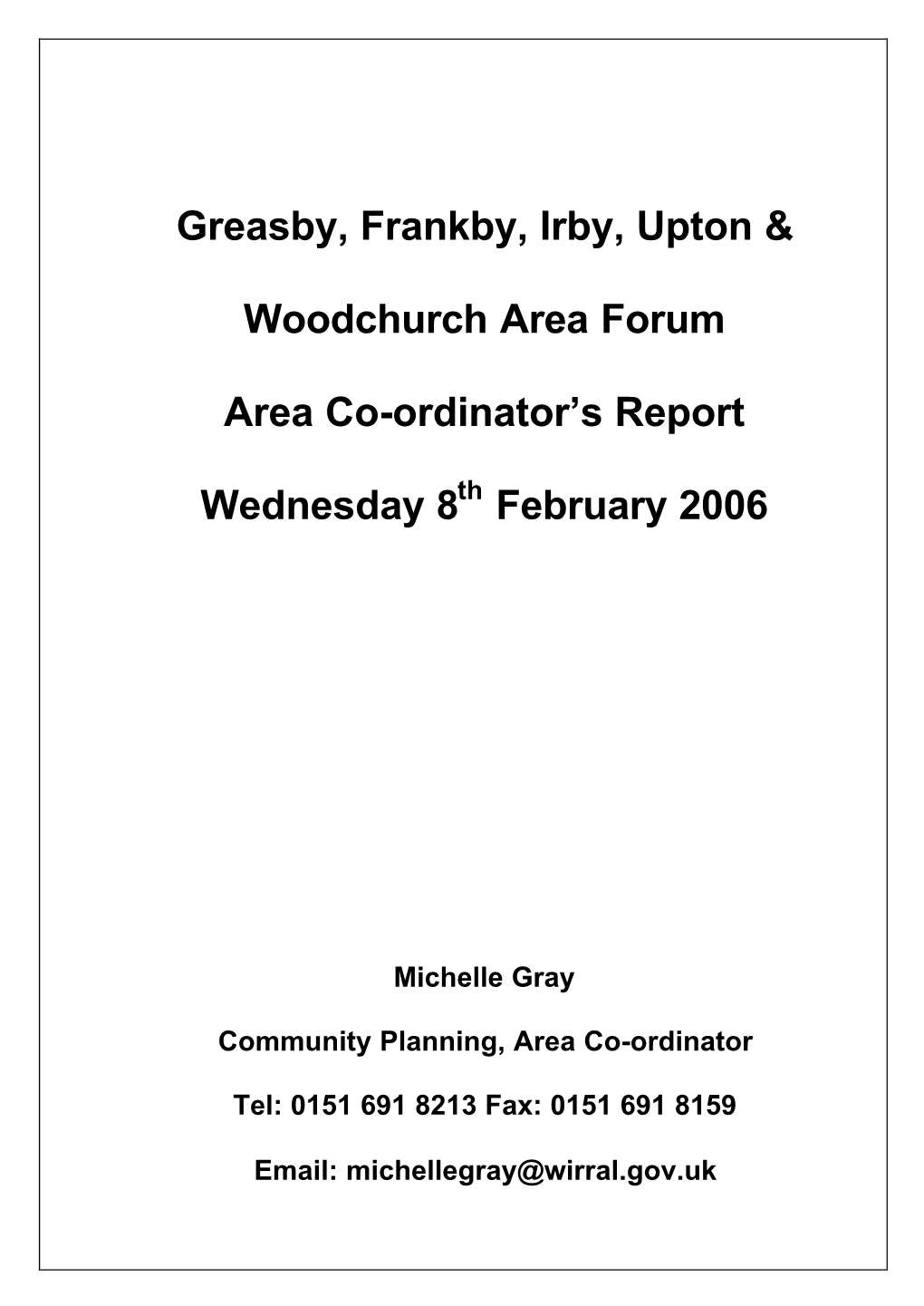 Greasby, Frankby, Irby, Upton & Woodchurch Area Forum Area Co