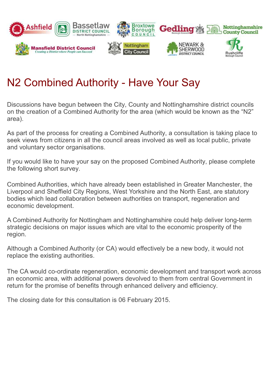 Combined Authority - Have Your Say