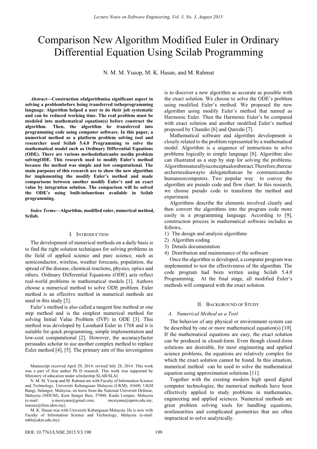 Comparison New Algorithm Modified Euler in Ordinary Differential Equation Using Scilab Programming