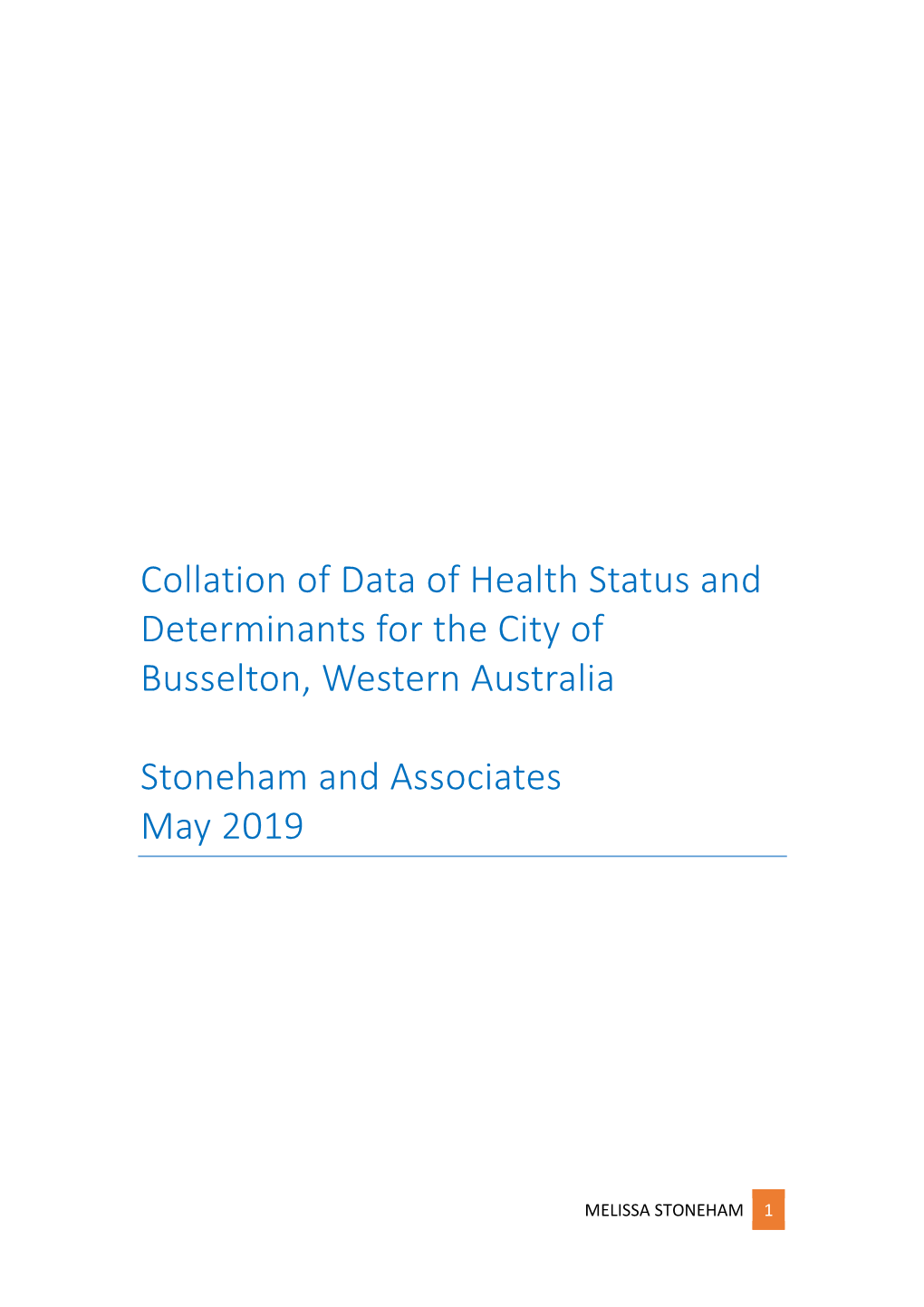 Collation of Data of Health Status and Determinants for the City of Busselton, Western Australia