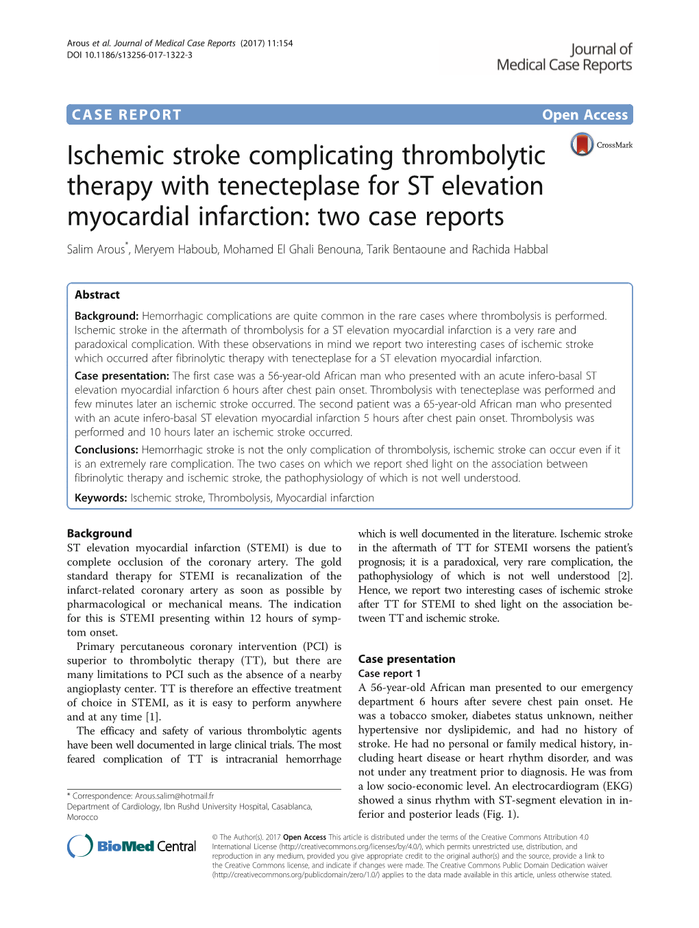 Ischemic Stroke Complicating Thrombolytic Therapy With