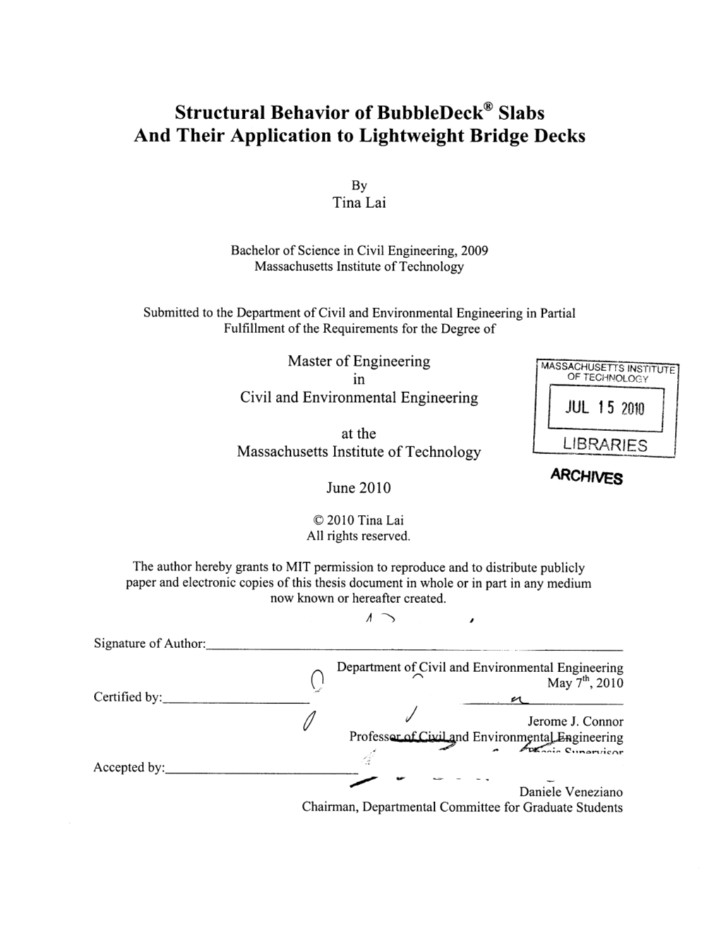 Structural Behavior of Bubbledeck* Slabs and Their Application to Lightweight Bridge Decks