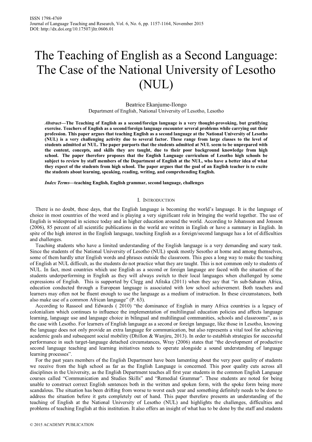 The Case of the National University of Lesotho (NUL)