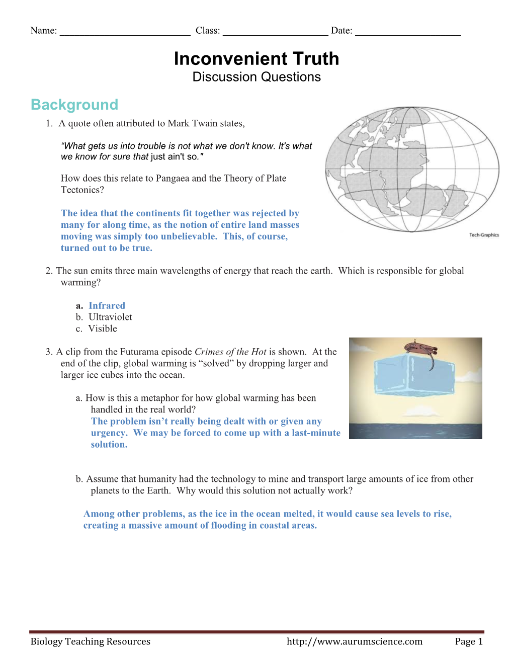 Inconvenient Truth Discussion Questions