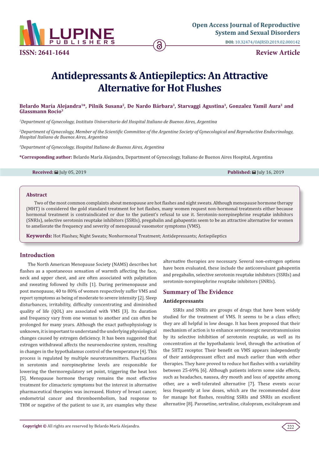 Antidepressants & Antiepileptics: an Attractive Alternative for Hot Flushes