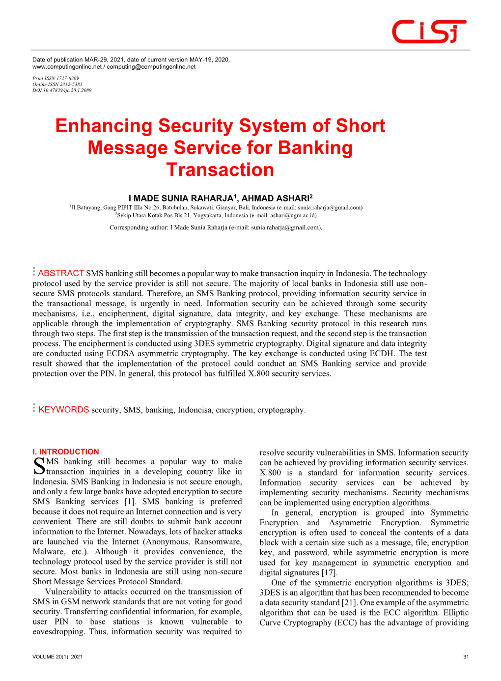 Enhancing Security System of Short Message Service for Banking Transaction