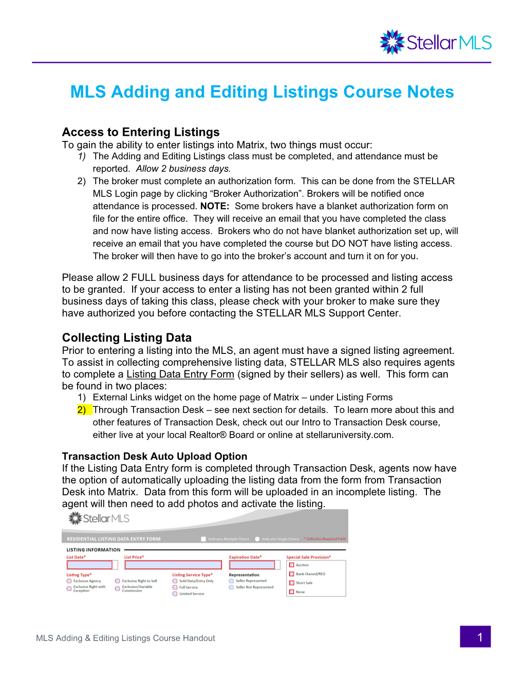 Adding & Editing Listings Course Notes