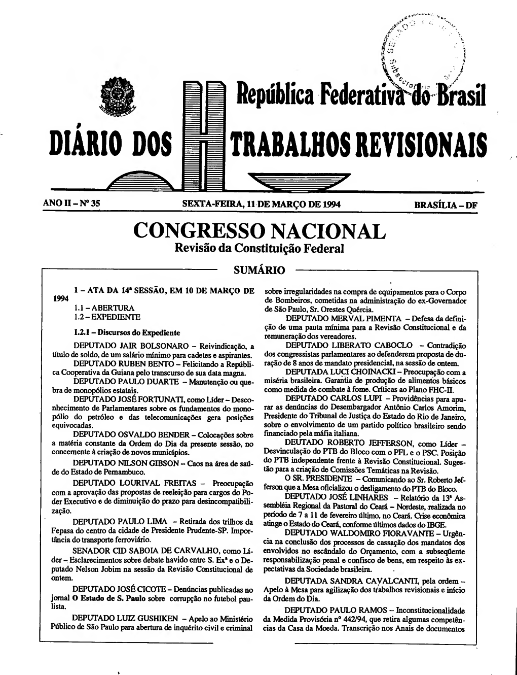 DIARIO DOS ¥ Yj *: R .F. K TRABAIHOS REVISIONAIS ANOII