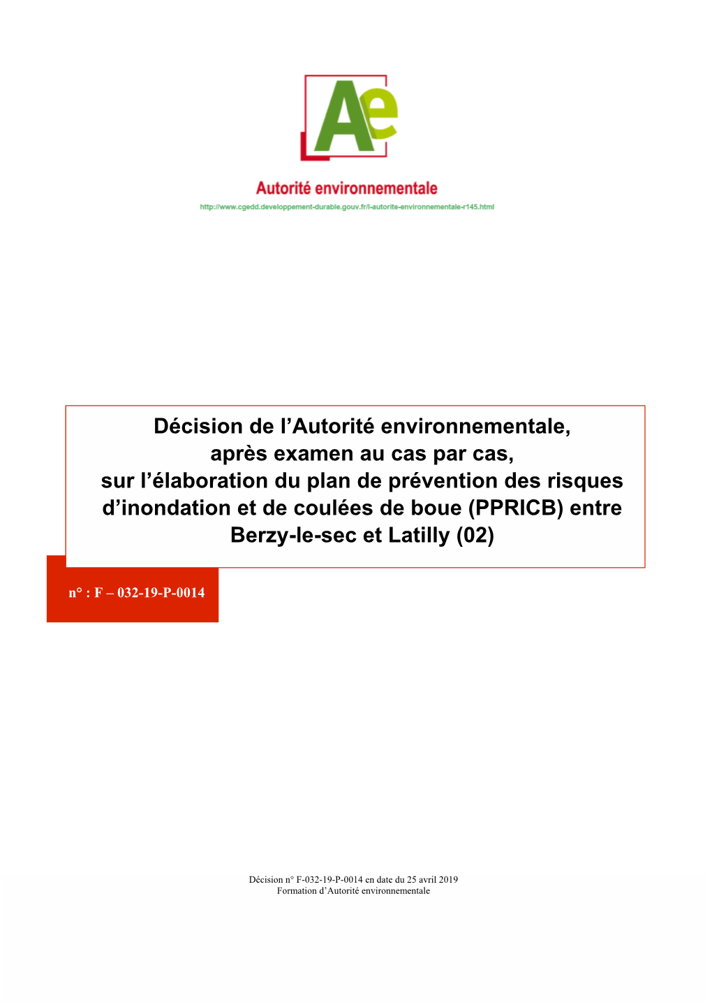 Décision De L'autorité Environnementale