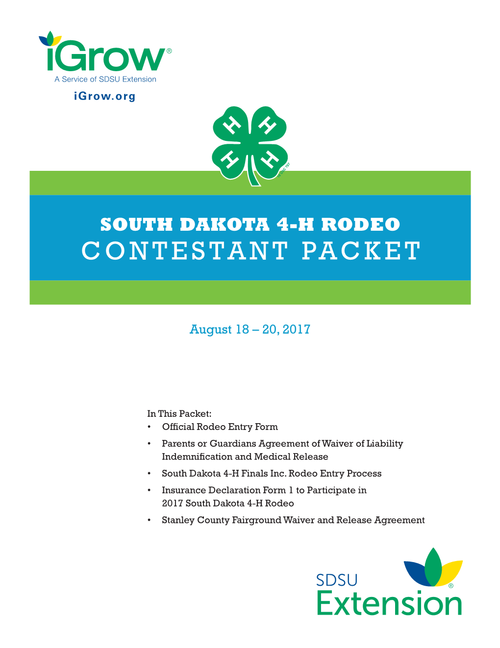 South Dakota 4-H Rodeo Contestant Packet