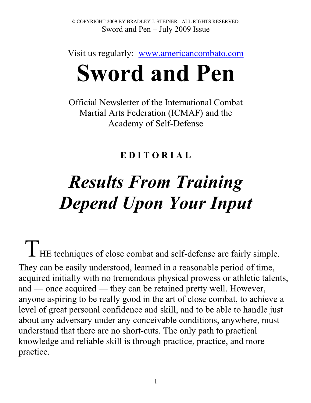 July 2009 – Sword And