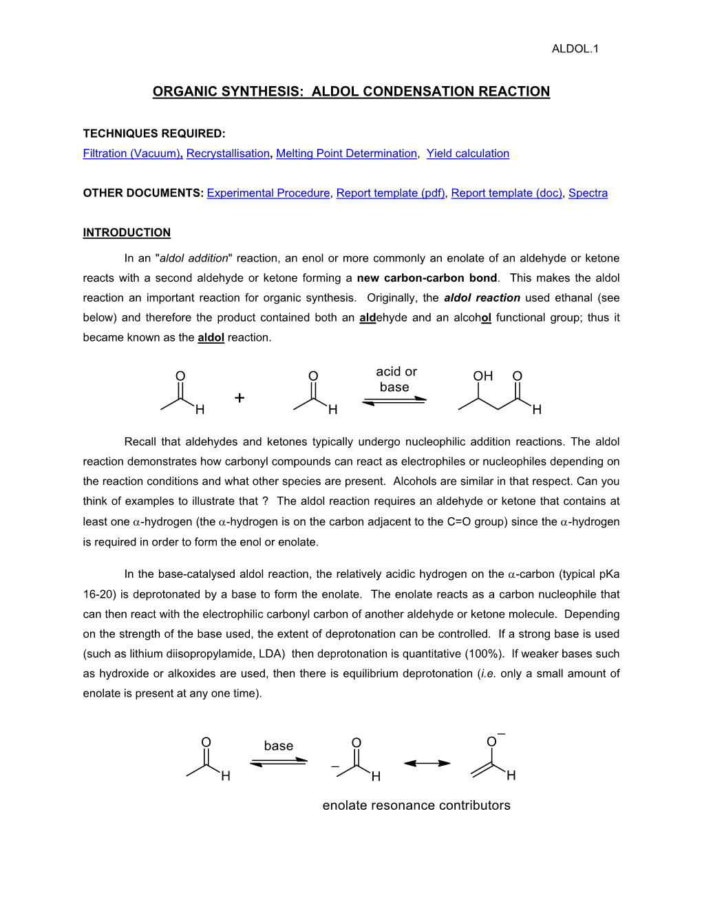 Chem 353: Aldol Condensation