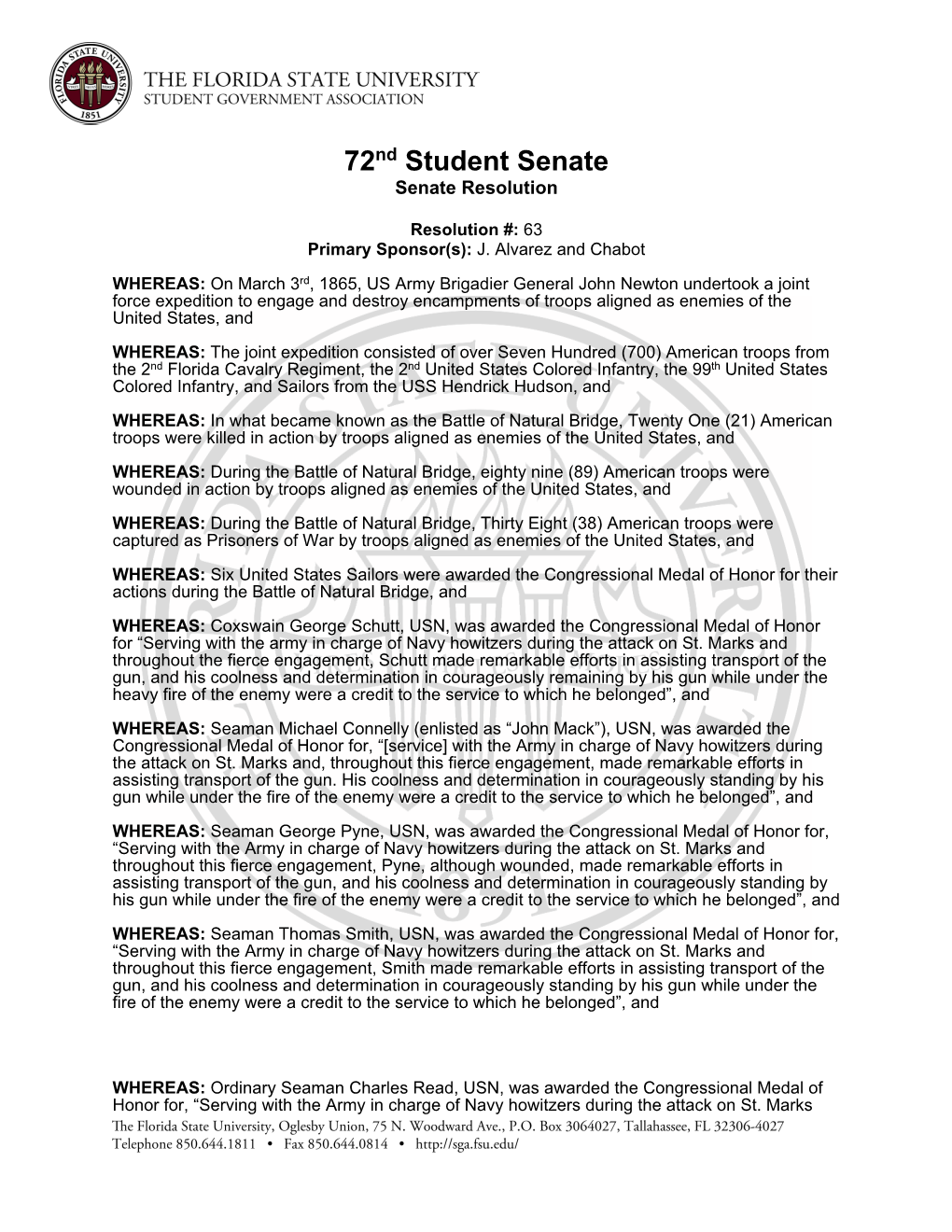 72Nd Student Senate Senate Resolution