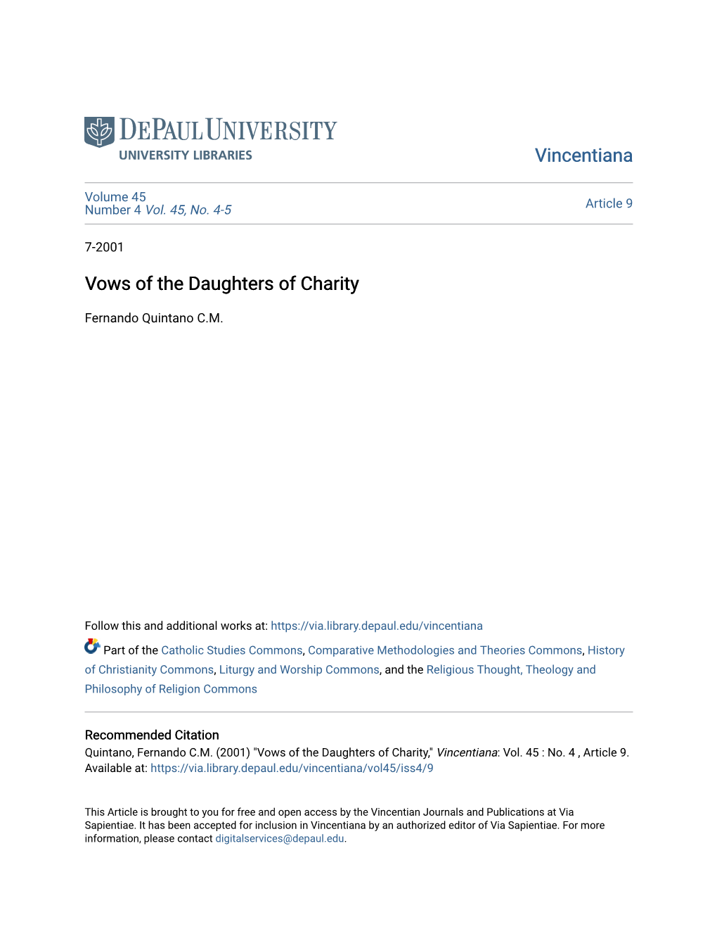 Vows of the Daughters of Charity