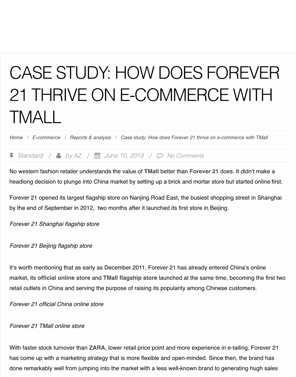 How Does Forever 21 Thrive on E-Commerce with Tmall