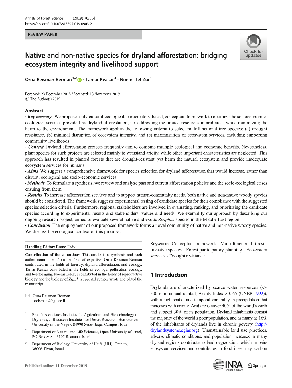 Native and Non-Native Species for Dryland Afforestation: Bridging Ecosystem Integrity and Livelihood Support