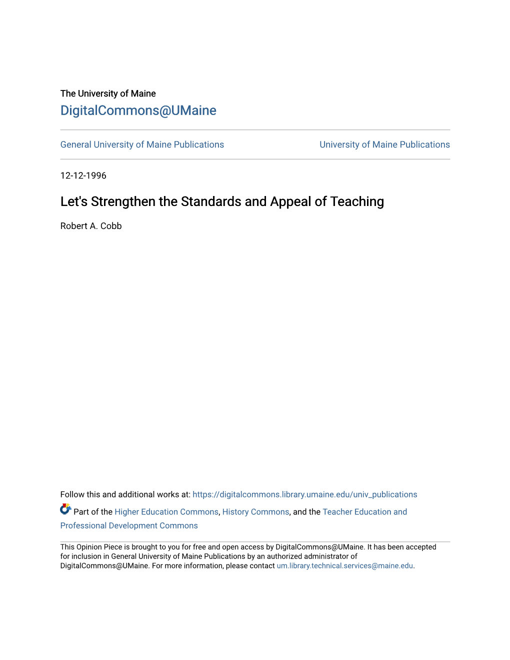 Let's Strengthen the Standards and Appeal of Teaching