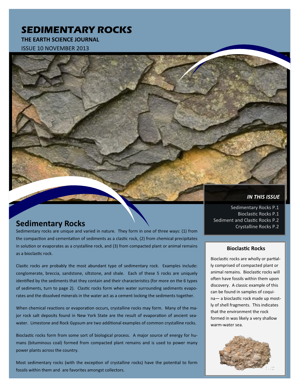 Sedimentary Rocks the Earth Science Journal Issue 10 November 2013