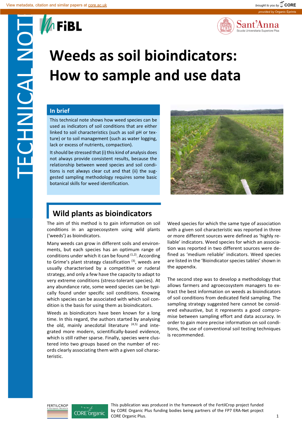 Weeds As Soil Bioindicators: How to Sample and Use Data