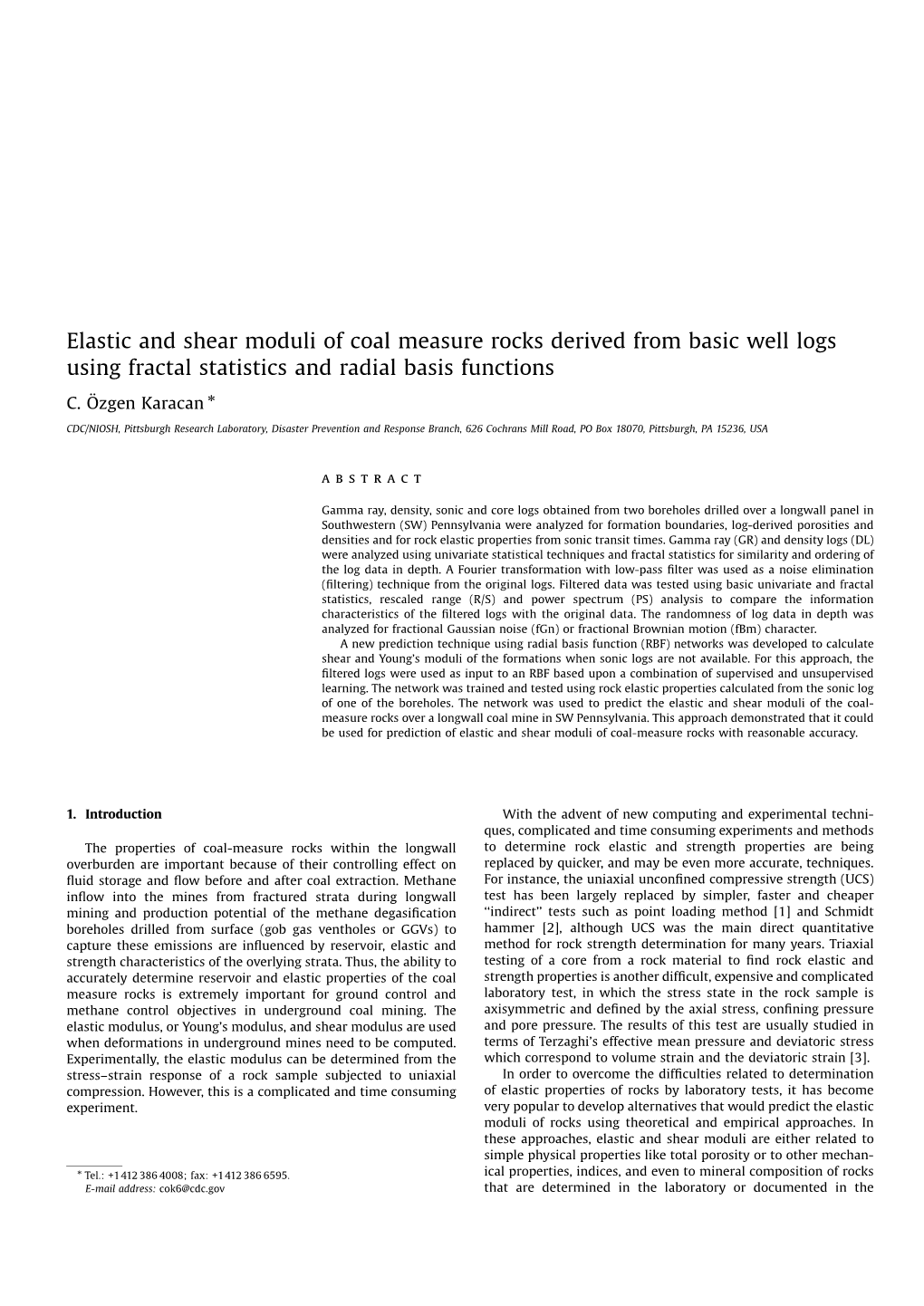 Elastic and Shear Moduli of Coal Measure Rocks Derived from Basic Well Logs Using Fractal Statistics and Radial Basis Functions