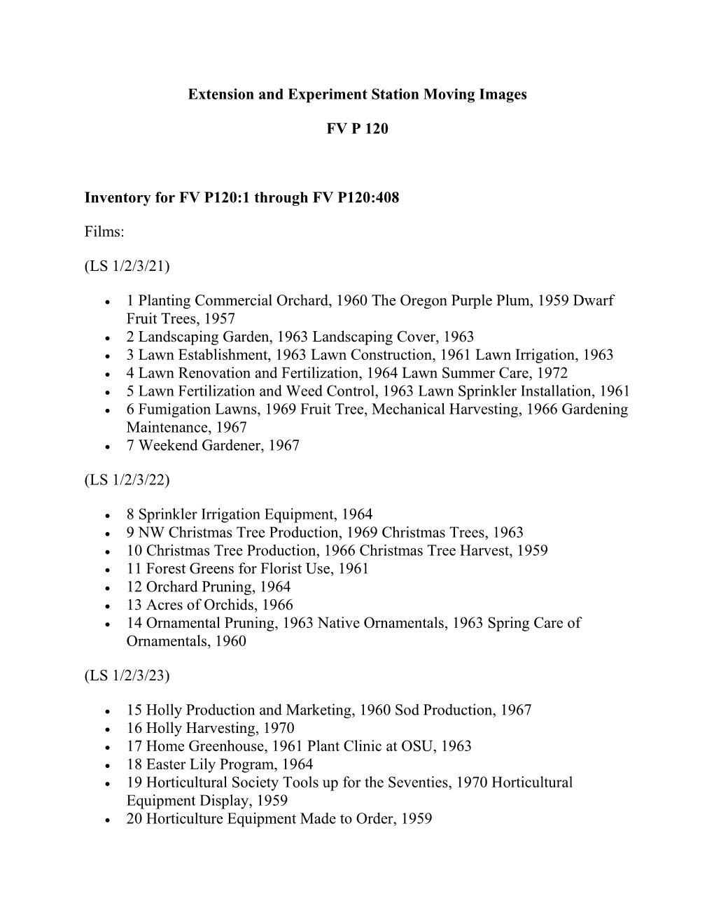 A Preliminary Container List