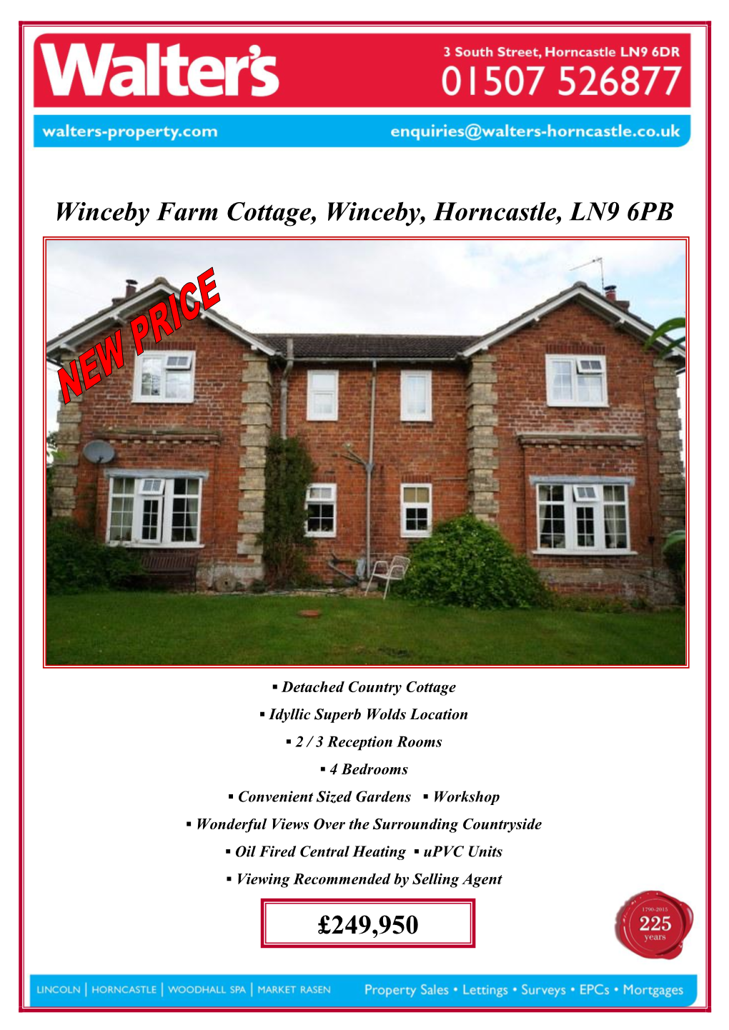 Winceby Farm Cottage, Winceby, Horncastle, LN9 6PB £249,950