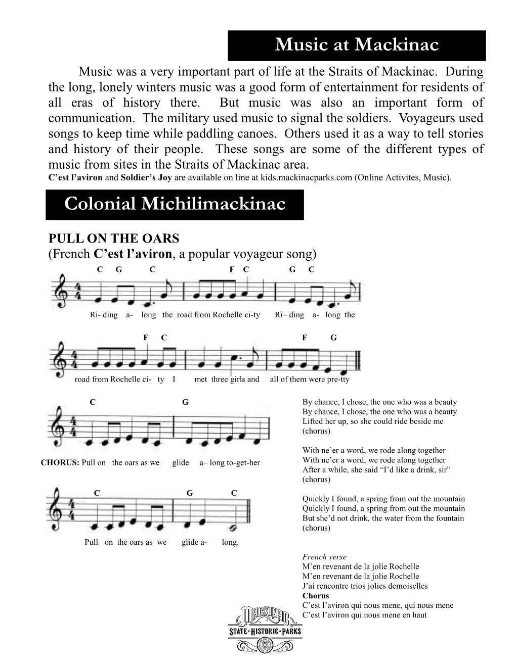Music at Mackinac Colonial Michilimackinac