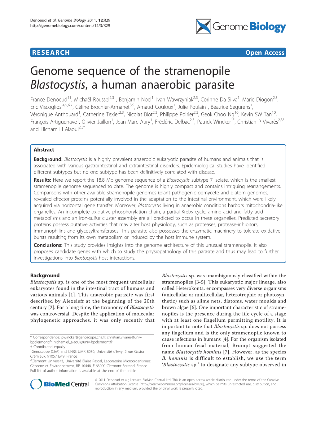 Genome Sequence of the Stramenopile