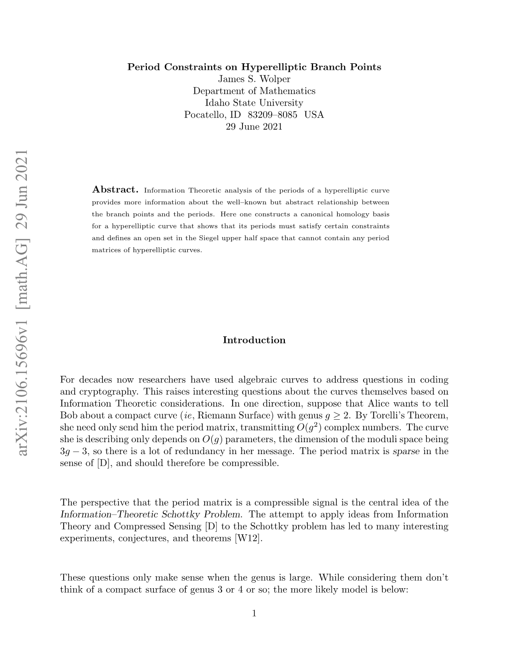 Period Constraints on Hyperelliptic Branch Points