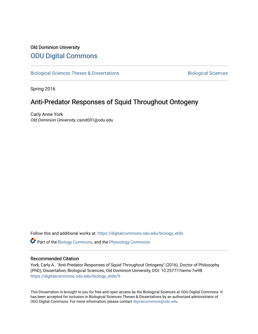 Anti-Predator Responses of Squid Throughout Ontogeny