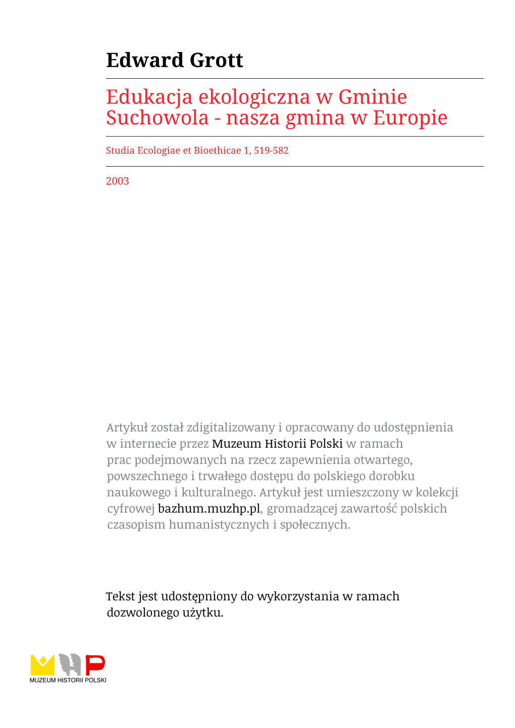 Edward Grott Edukacja Ekologiczna W Gminie Suchowola - Nasza Gmina W Europie