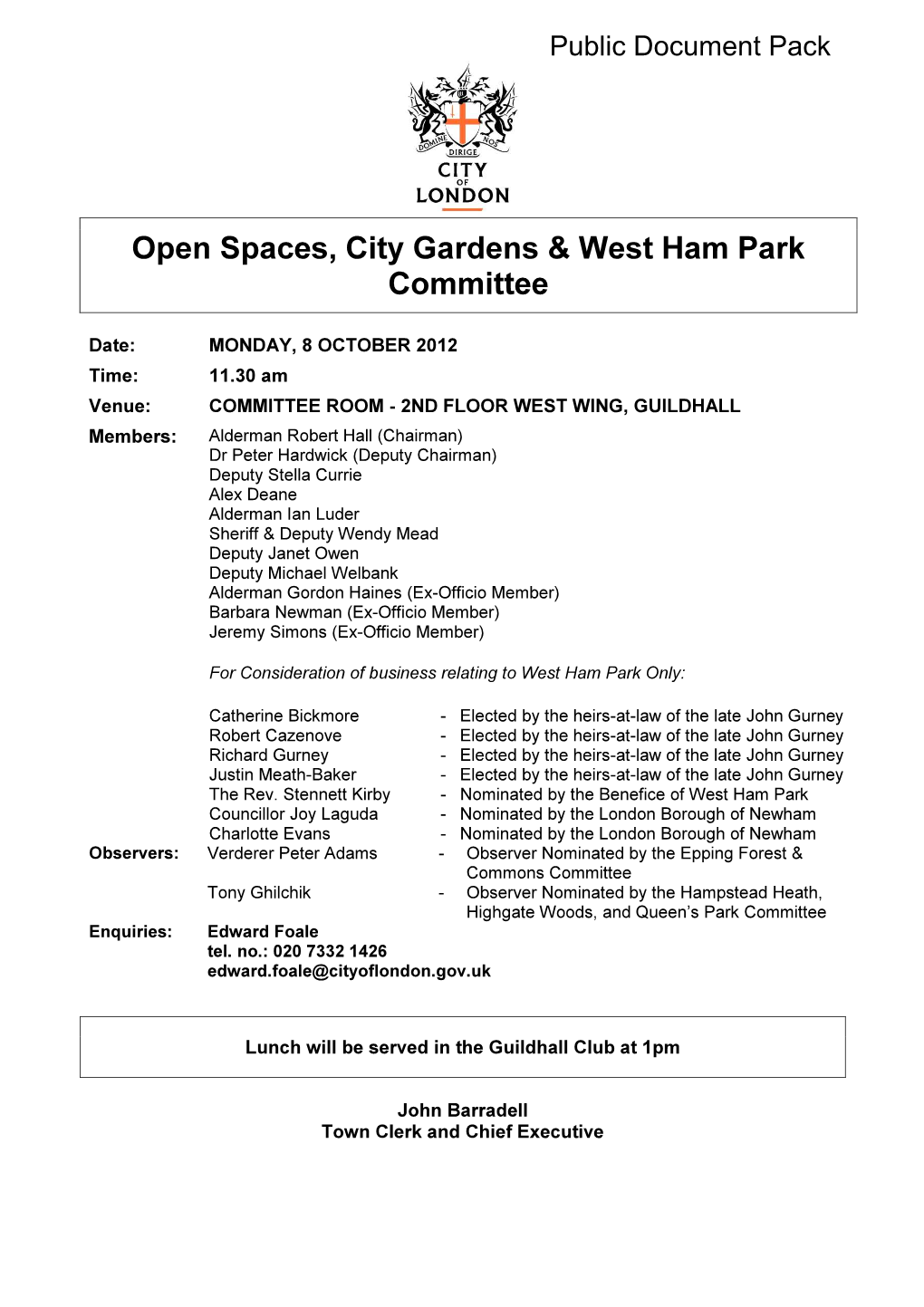 Open Spaces, City Gardens & West Ham Park Committee