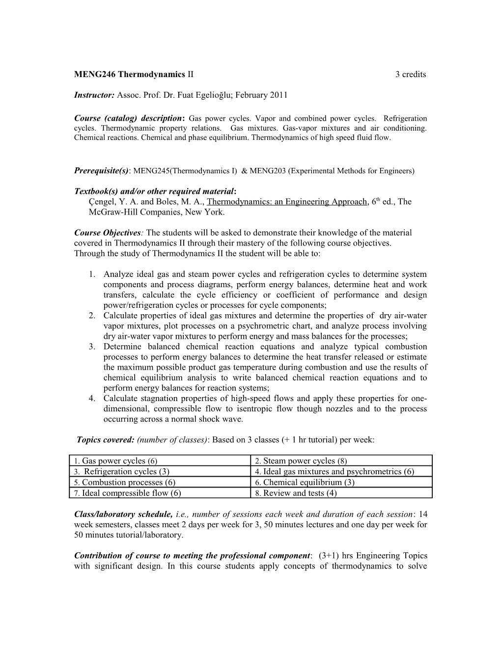 Examples Of The ABET Two Page Syllabus