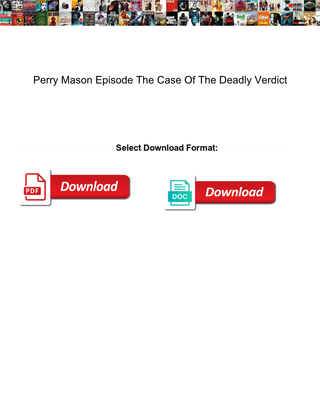 Perry Mason Episode the Case of the Deadly Verdict