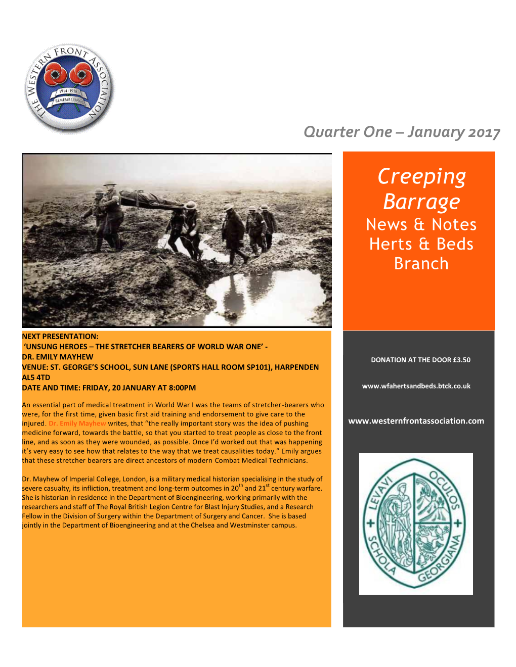 Creeping Barrage News & Notes Herts & Beds Branch