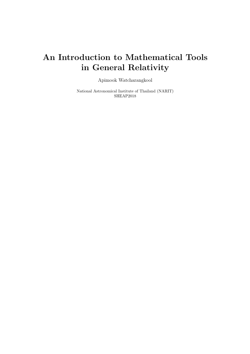 An Introduction to Mathematical Tools in General Relativity