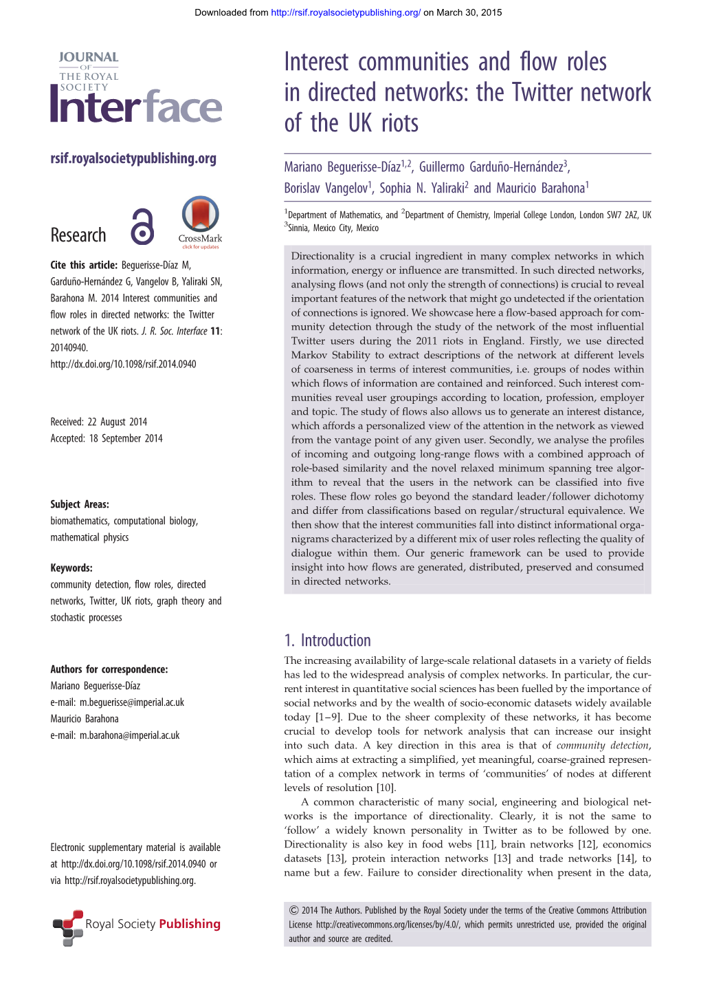 Interest Communities and Flow Roles in Directed Networks