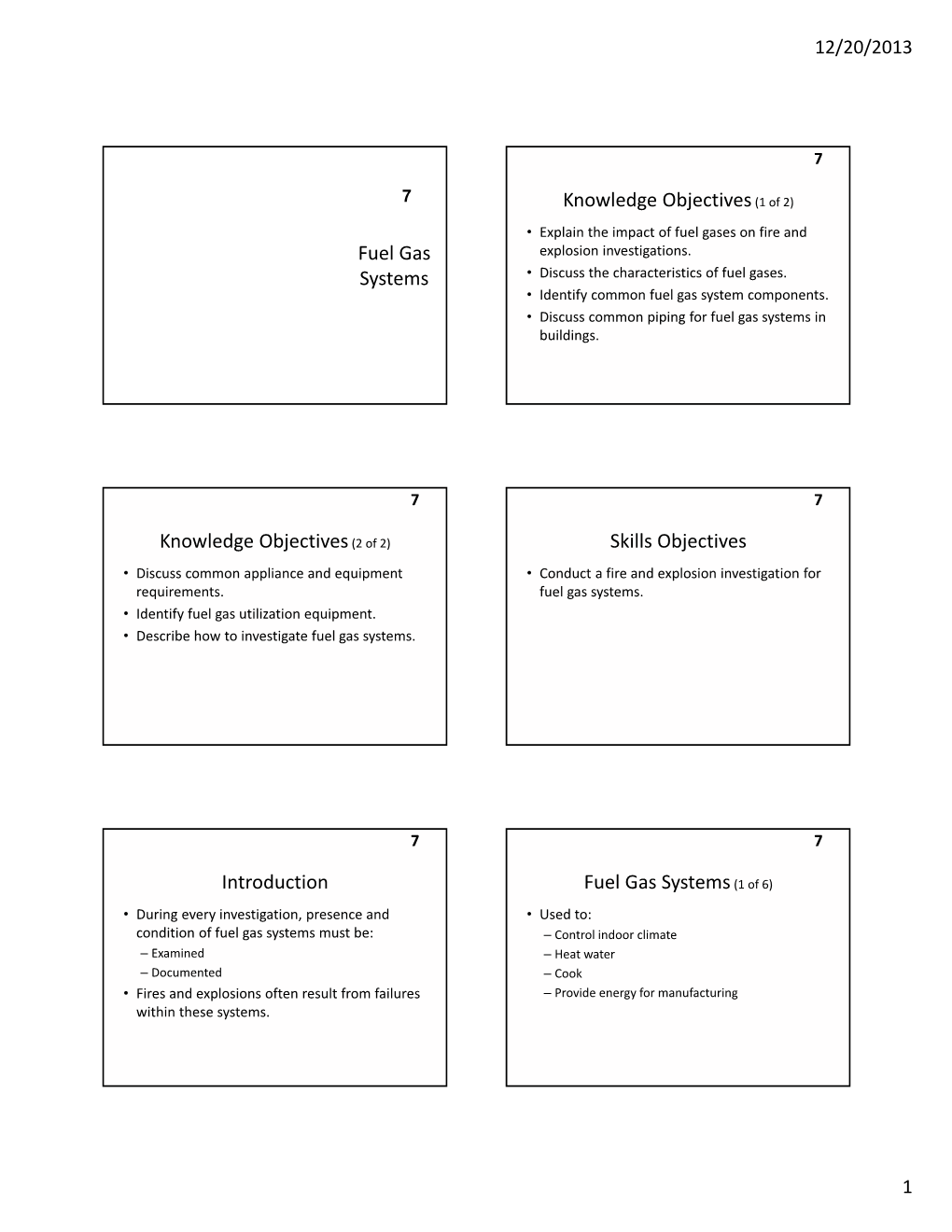 Fuel Gas Systems Knowledge Objectives(1 of 2) Knowledge