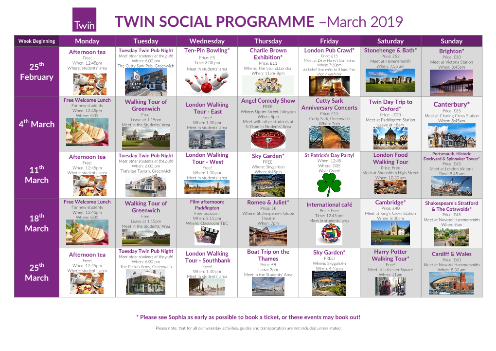 SOCIAL PROGRAMME –March 2019